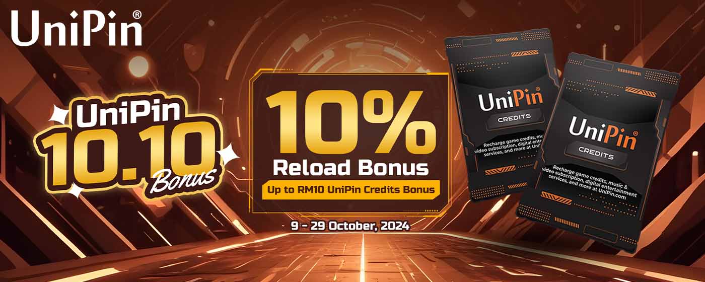 Get Ten-Tastic With UniPin 10.10 Reload Bonus On 10% Bonus UniPin Credits! (MY)